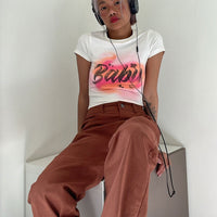 Carissa Wide Leg Denim Jeans Brown